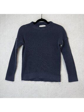 REI Cooperative Sweater Womens XS Blue Crew Neck Waffle Knit Cotton Pullover